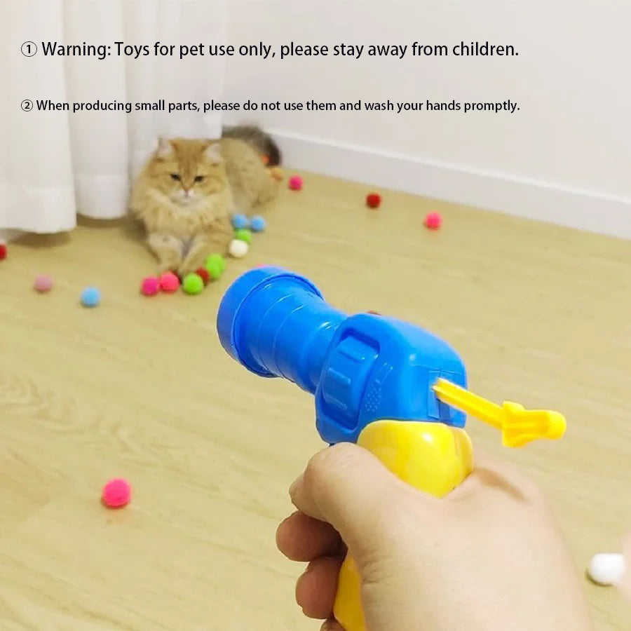 Cat Plush Ball Shooting Gun Relieving Depression Self Hi Silent Ball Cat Toy Plush Ball Micro Elastic Static Sticking Plush Ball