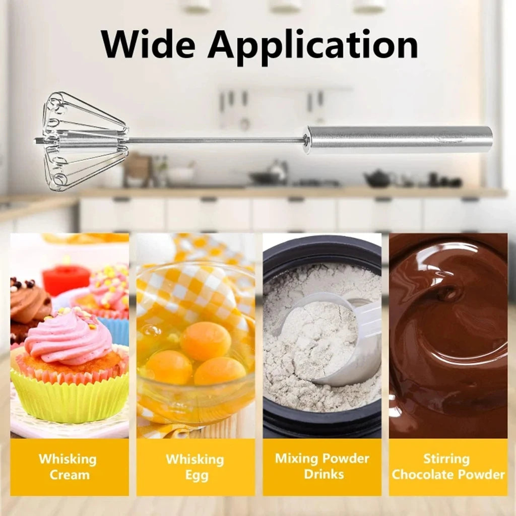 Semi-Automatic Stainless Steel Egg Beater Mixer Hand Whisk