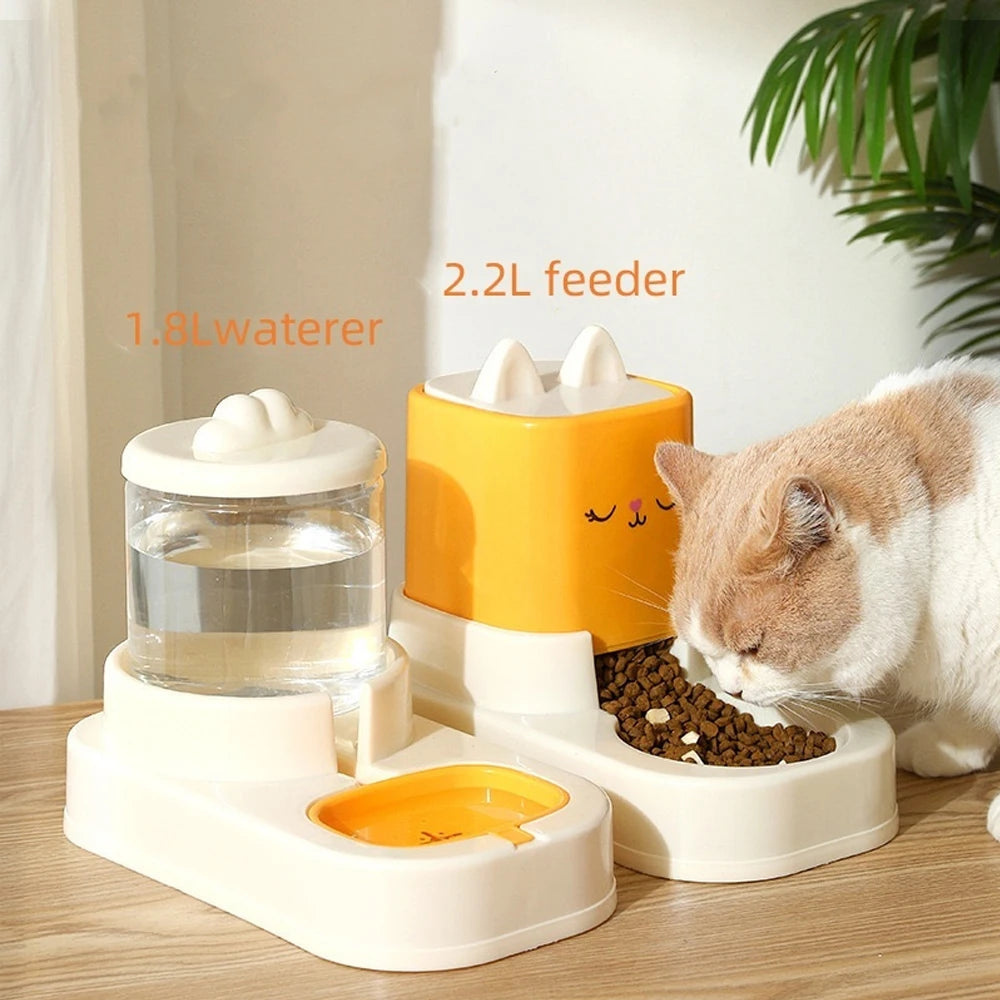 Pet Cute Cartoon Sitting Automatic Feeder & Water Dispenser for Cats & Dogs