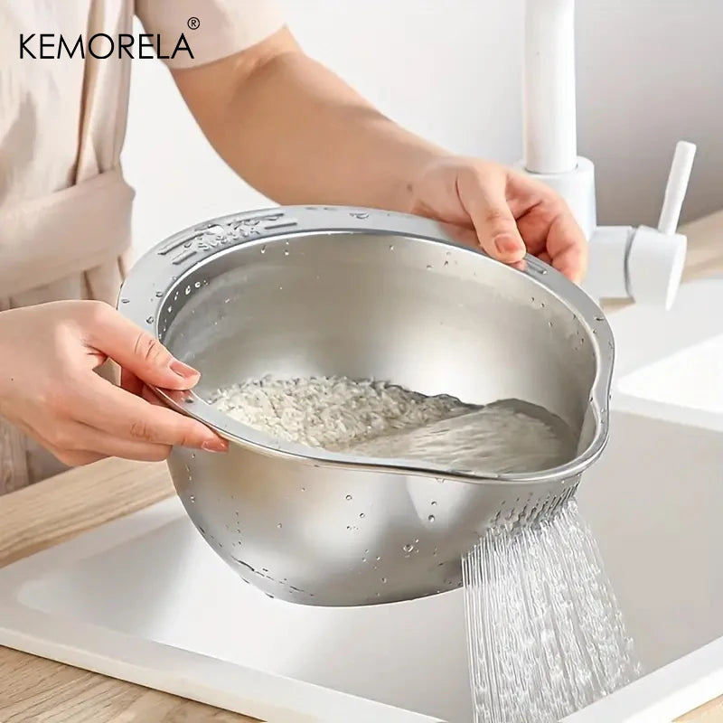 Stainless Steel 304 Rice Washer & Strainer Bowl