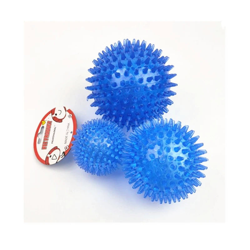 Pet Dog Toys Cat Puppy Sounding Toy Polka Squeaky Tooth Cleaning Ball TPR Training Pet Teeth Chewing Toy Thorn Balls Accessories