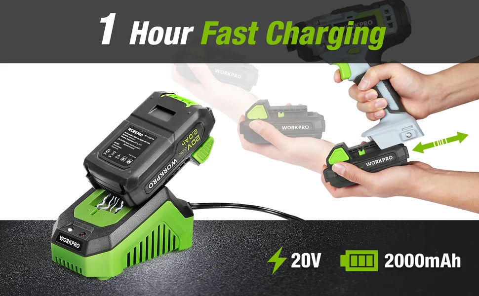 WORKPRO 20V 2.0Ah/4.0Ah Lithium-ion Battery Pack  12V 2.0Ah Li-ion Battery Pack Power Tool Accessories Battery Pack