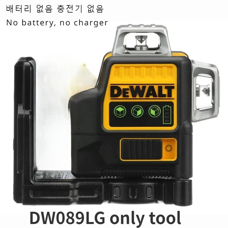 Dewalt DW089LG 3 Sides*360 Degree Vertical 12V Lithium Battery 12 Lines Laser Level   Horizontal Green Light Level Meter Outdoor