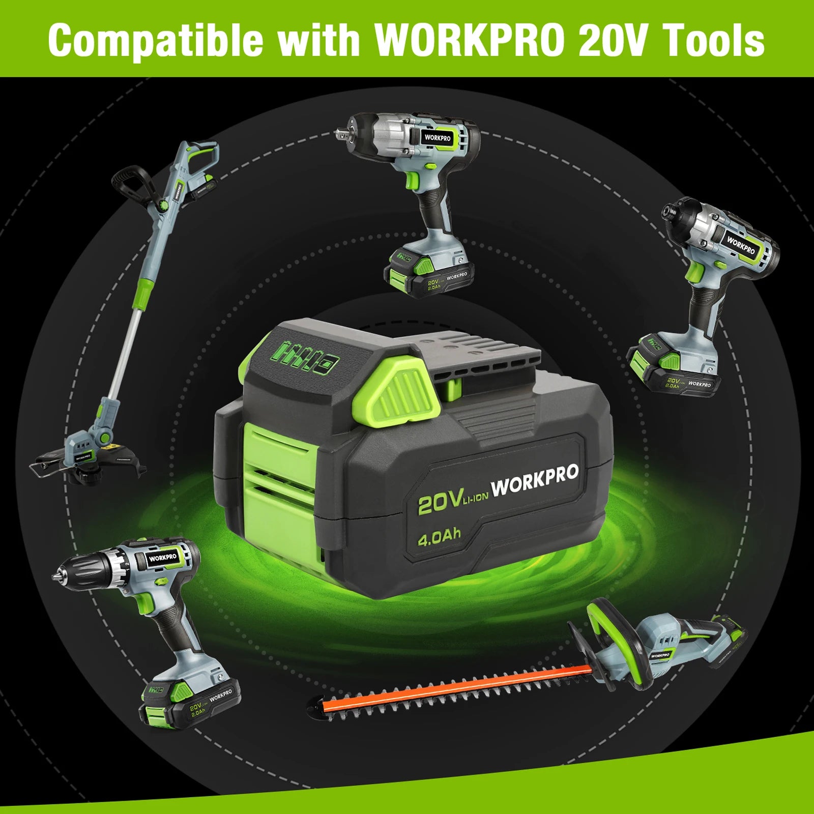 WORKPRO 20V 2.0Ah/4.0Ah Lithium-ion Battery Pack  12V 2.0Ah Li-ion Battery Pack Power Tool Accessories Battery Pack