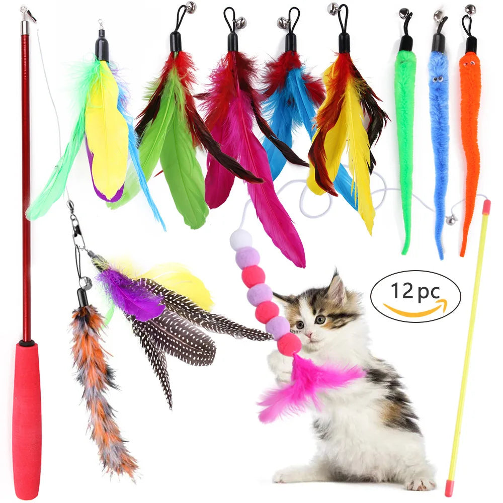 DualPet Kitten Toys Variety Cat Toy Combination Set Cat Toy Funny Cat Stick Sisal Mouse Bell Ball Cat Supplies 20 Piece Set