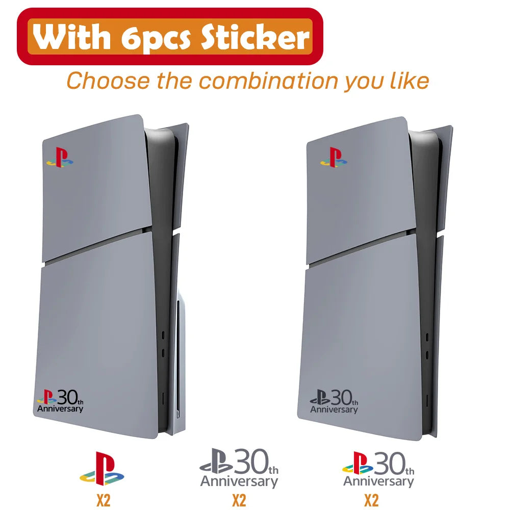 Limited 30th Anniversary for PS5 Fat Faceplate Vinyl Logo Sticker Playstation 5 Slim Console Cover Face Plate Shell Replacement