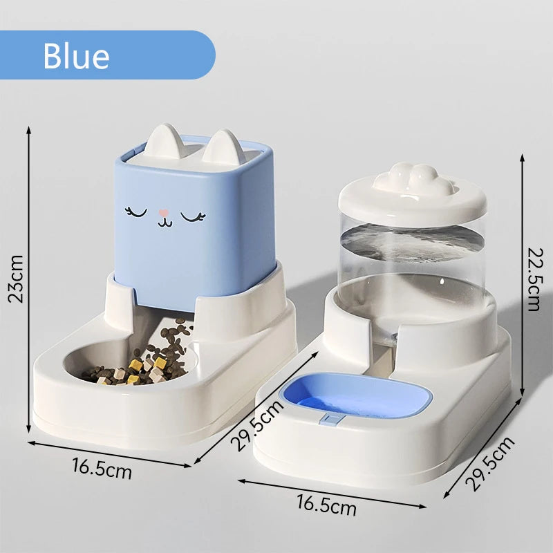 Pet Cute Cartoon Sitting Automatic Feeder & Water Dispenser for Cats & Dogs