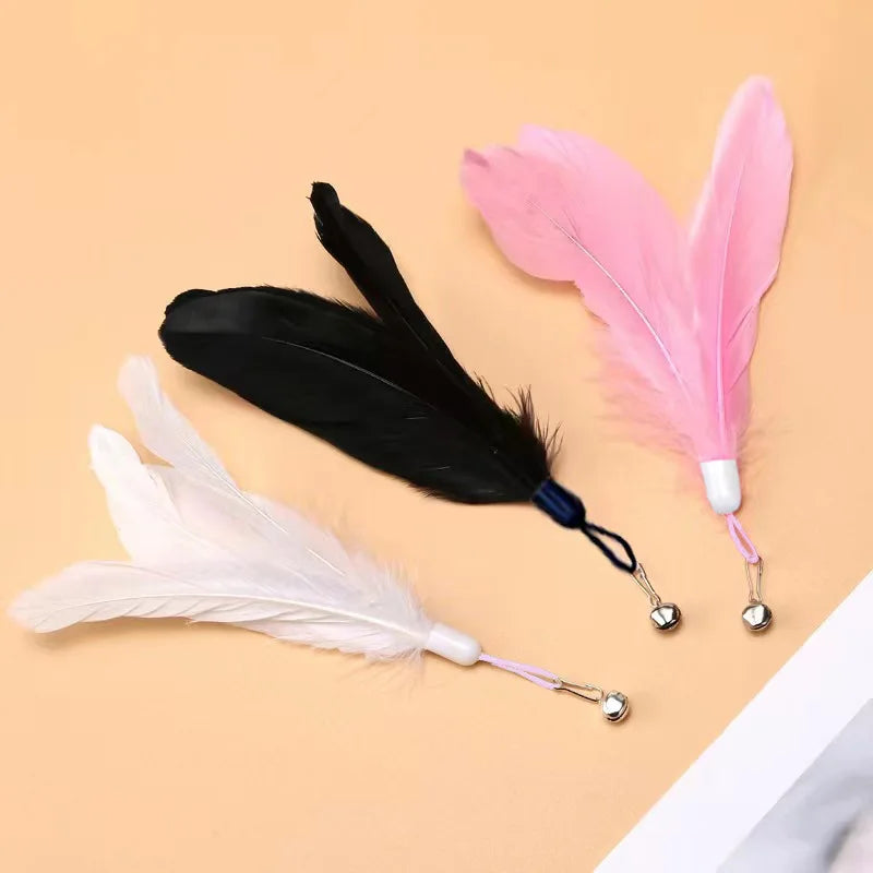 Cat Toy Cat Teaser Stick With Bell Extended Rod Suction Cup Self High And Durable Bite Teaser Tool Replaceable Feather Head