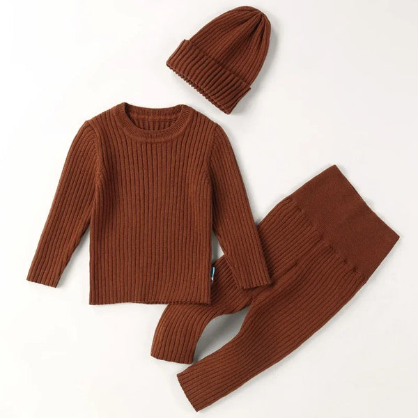 3PCS Baby Sweater Set – Boys & Girls Autumn/Winter Knit Outfit