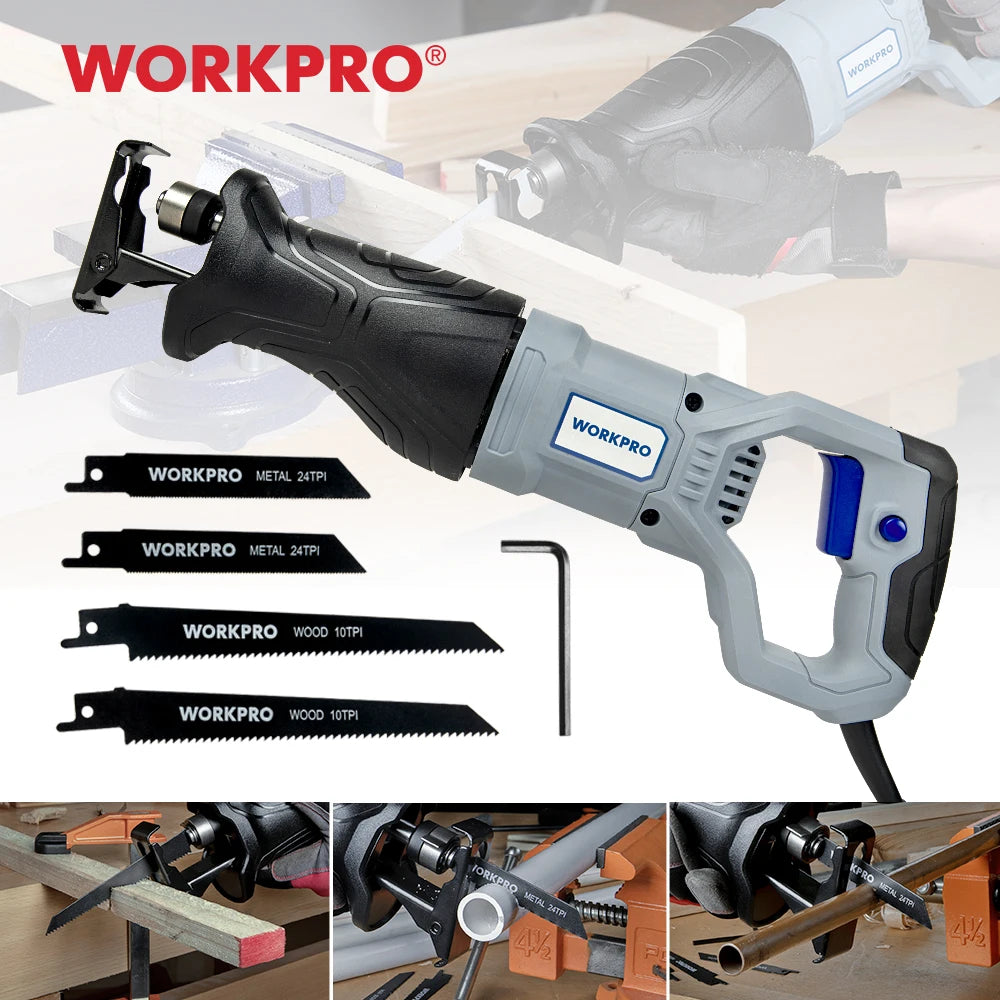 WORKPRO 20V Cordless Electric Reciprocating Saw Cutting Saw Portable Cordless Power Tools For Wood &Metal With 4 Saw Blades Tool