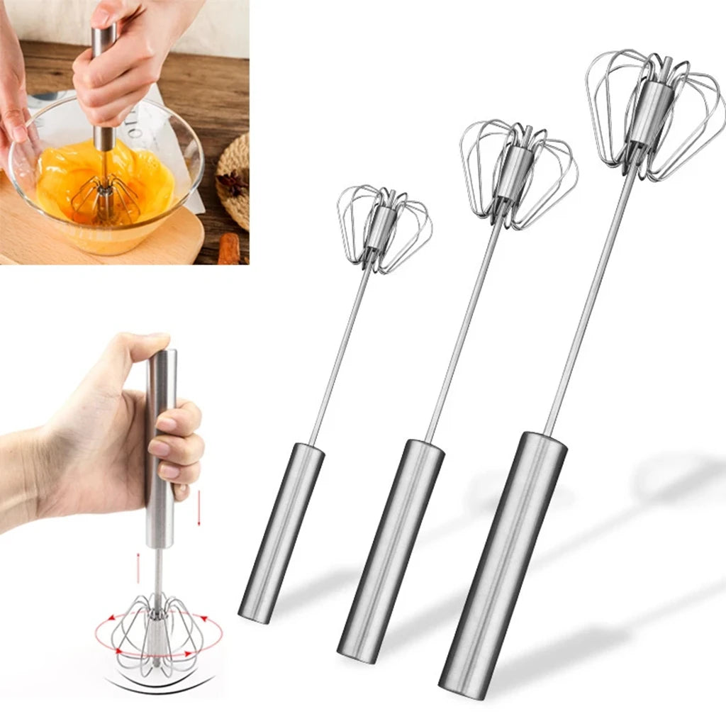 Semi-Automatic Stainless Steel Egg Beater Mixer Hand Whisk