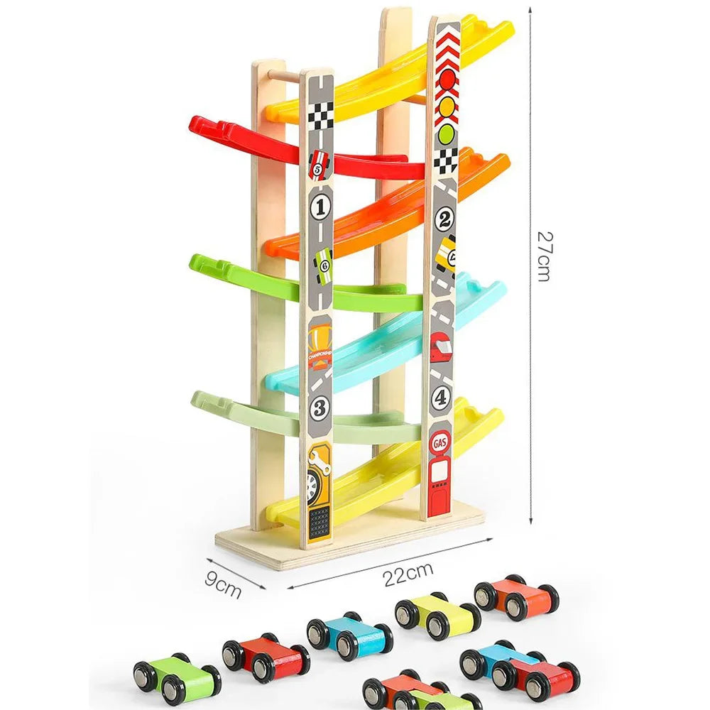 4/7 Track Wooden Ramp Racing Set