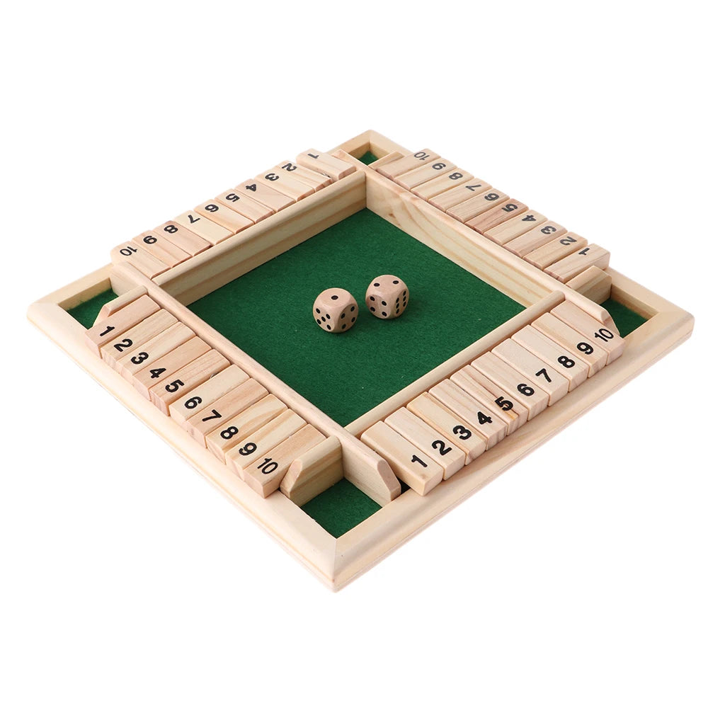 Deluxe 4-Sided Shut The Box Board Game Set