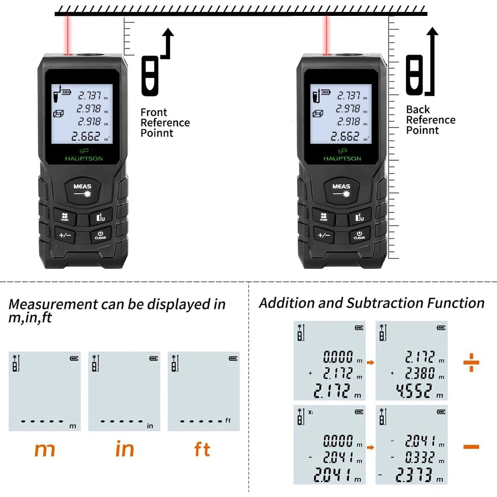 HAUPTSON 70/100M Laser Rangefinder Distance Meter Rangefinder Laser Tape Range Finder Building