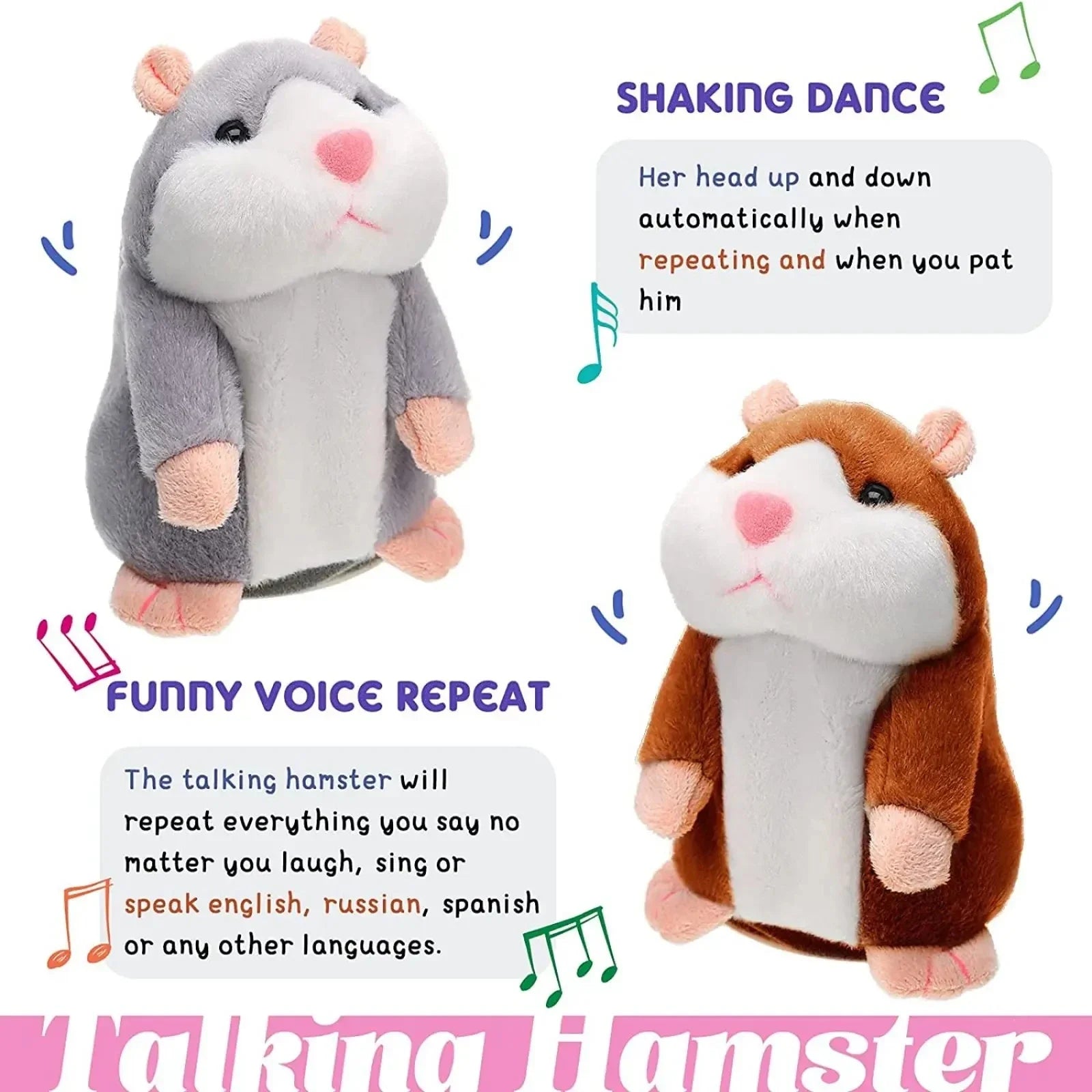 Talking Hamster Plush Toy - Funny, Soothing, Kids Gift