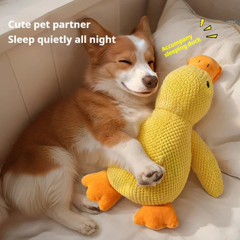 Dog toy plush companion sleeping duck bite resistant teeth grinding sound relief duck sound toy