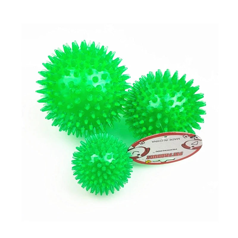 Pet Dog Toys Cat Puppy Sounding Toy Polka Squeaky Tooth Cleaning Ball TPR Training Pet Teeth Chewing Toy Thorn Balls Accessories