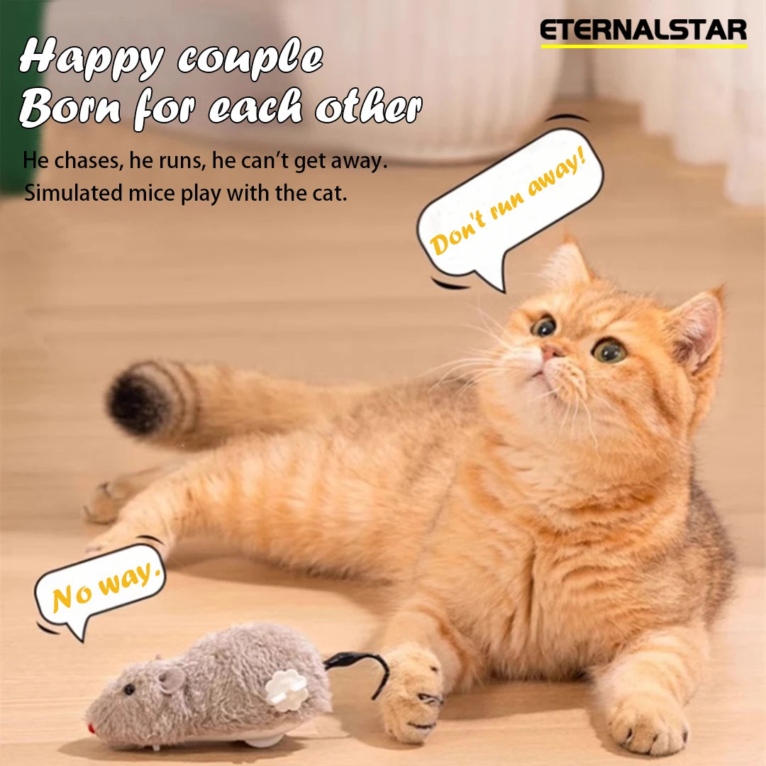 Cat Toys Clockwork Simulation Mouse No Batteries Durable Indoor Cat Hi-Lo Relieve Boredom Interactive Plush Toys Pet Toys