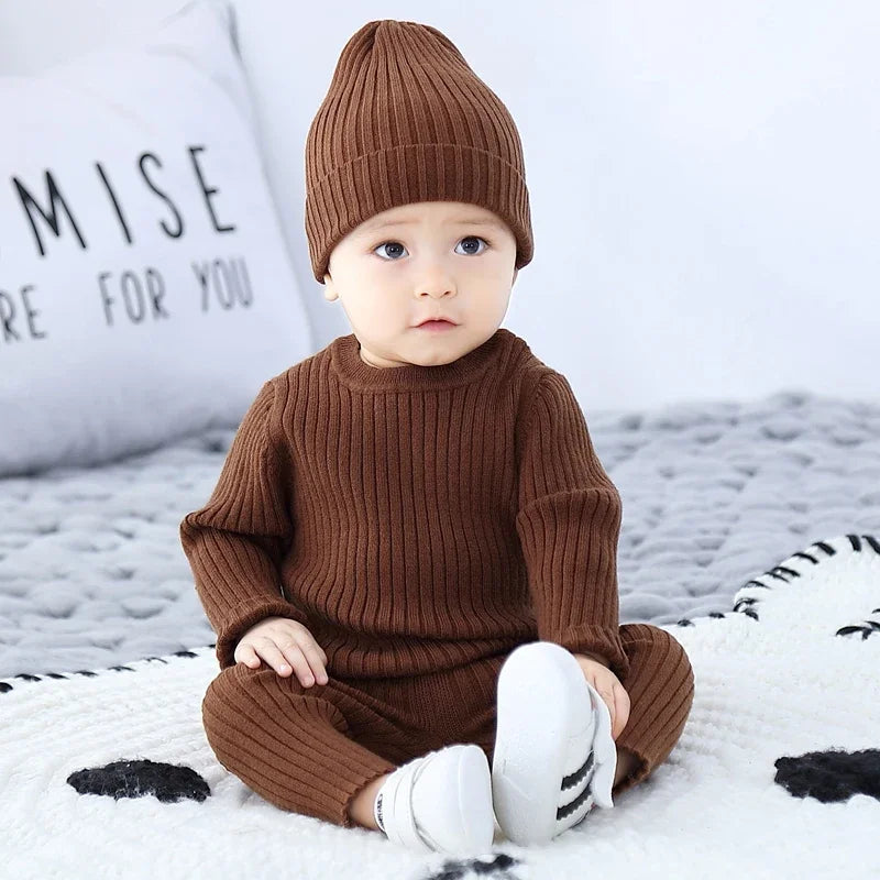 3PCS Baby Sweater Set – Boys & Girls Autumn/Winter Knit Outfit