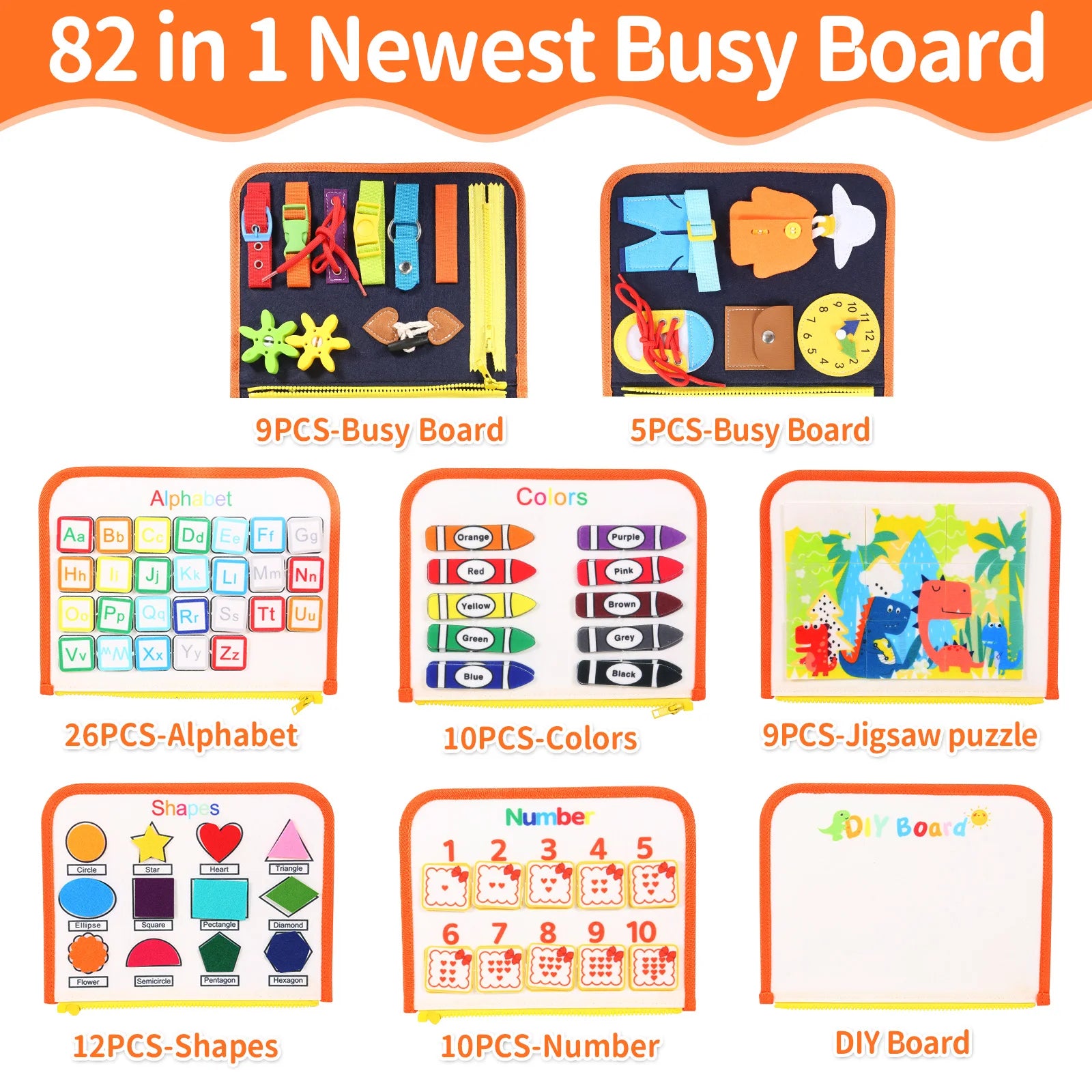 TUNJILOOL Montessori Busy Board for Toddlers - Educational Learning Toy for Boys and Girls