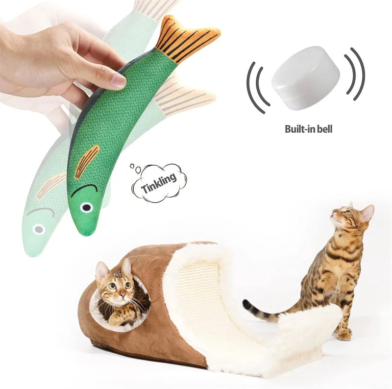 Cat Toy Catnip 3D Simulation Fish Goldfish Kitten Toys Pillowfish Interactive Sounding Cat Chew Bite Plush Toys Cat Supplies