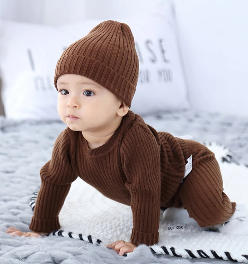 3PCS Baby Sweater Set – Boys & Girls Autumn/Winter Knit Outfit