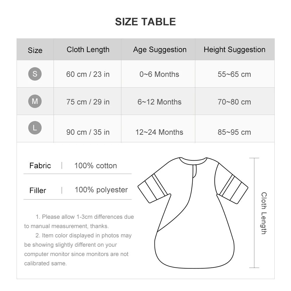 Winter Sleeping Bag for Babies (0-24 Months) with Removable Sleeves – Anti-Kick & 3.5 Tog