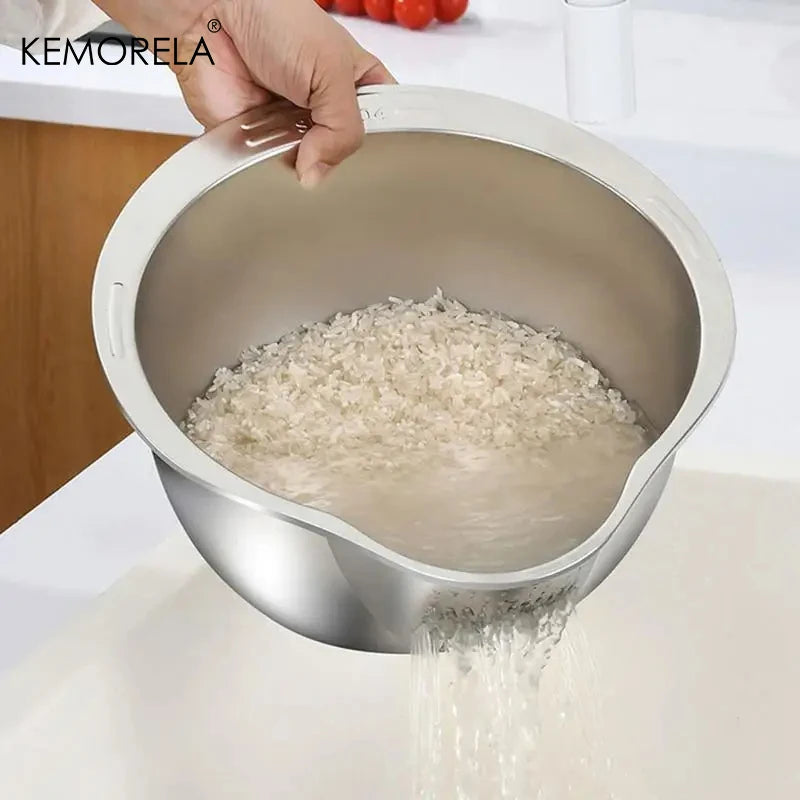 Stainless Steel 304 Rice Washer & Strainer Bowl